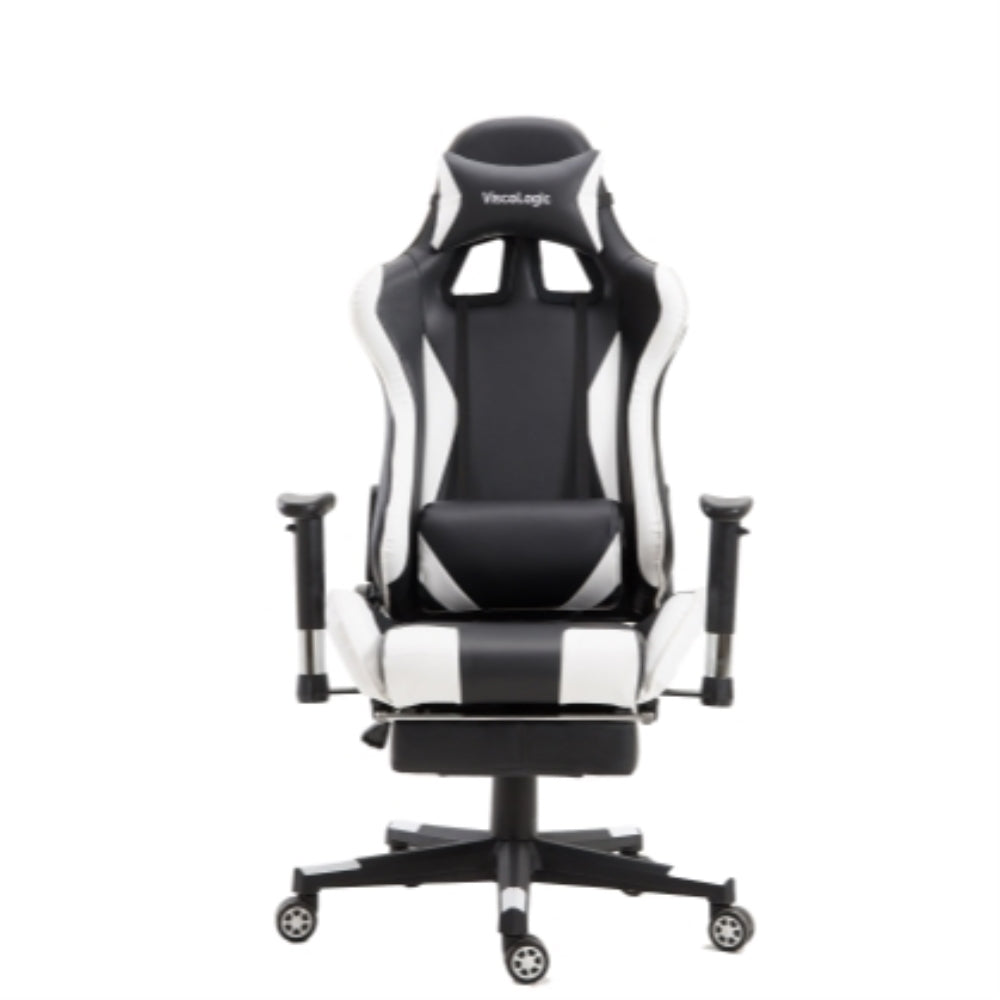 FOOTREST SERIES/ 9026 GAMING CHAIR (BLACK & WHITE)